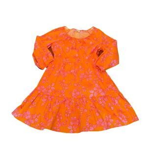 J. Crew Factory Orange Floral Tiered Elastic Scoop Neck Prairie Dress Size 10